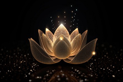 Lotus flower sparkle light glitter outdoors nature night.