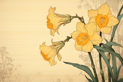 Yellow daffodil flower plant art.