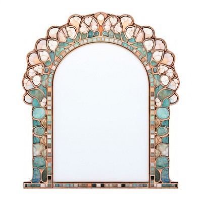 Arch art nouveau architecture mosaic white background.