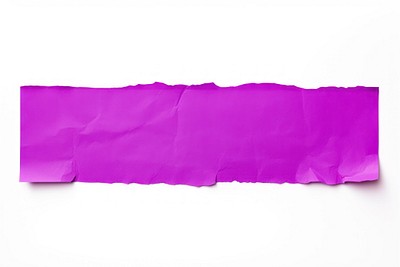 Piece of neon-purple paper adhesive strip backgrounds white background rectangle.