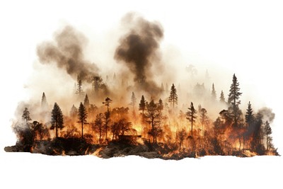 Forest fire burning landscape plant tree.