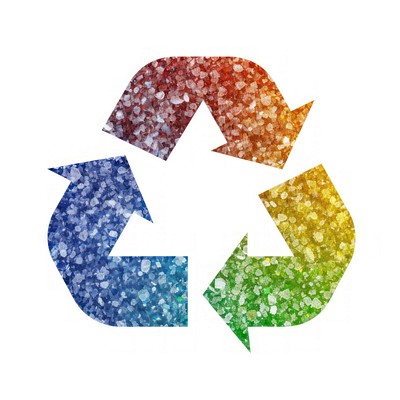 Colorful recycle icon symbol shape white background.