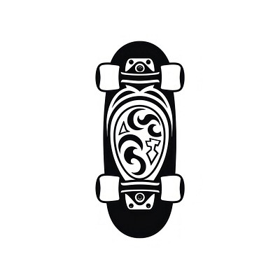 Skateboard black logo white background.