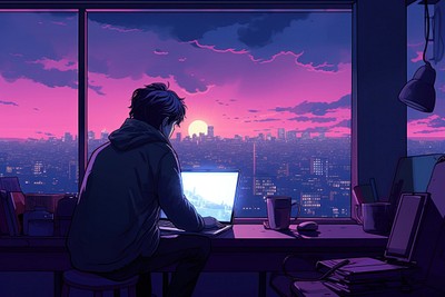 Lonely boy Using laptop Apartment | Premium Photo Illustration - rawpixel