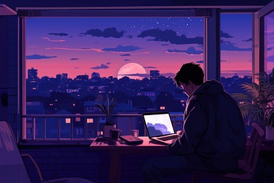 Lonely boy Using laptop Apartment | Premium Photo Illustration - rawpixel