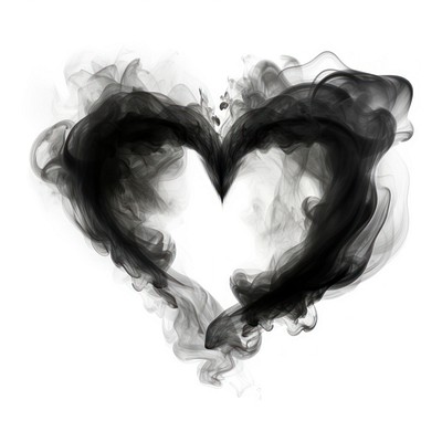 Abstract smoke of heart black white background creativity.