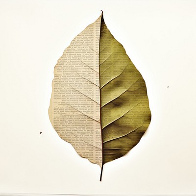 Paper spring leaf plant art white background.