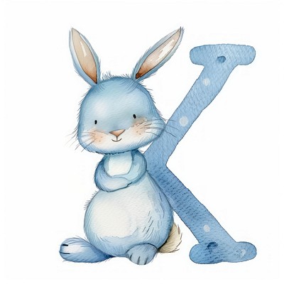 Bunny alphabet K mammal rabbit cute.