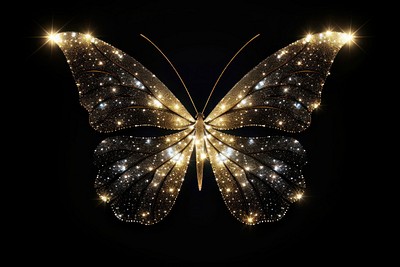 Butterfly shape sparkle light glitter outdoors nature night.