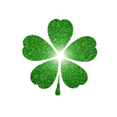 Clover icon green glitter shape.