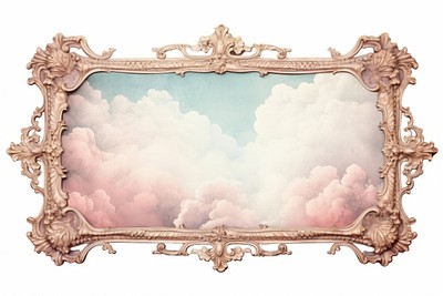 Vintage frame of cloud white background rectangle furniture.