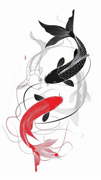 Minimalist symmetrical koi wallpaper animal | Premium Photo
