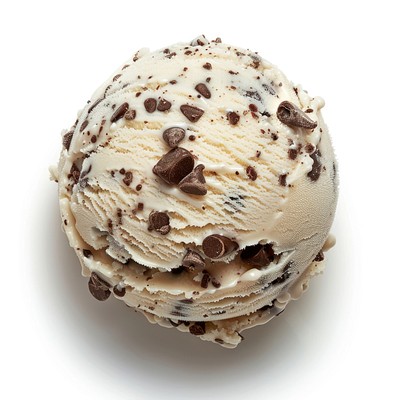 Chocolate chip ice cream ball dessert creme food.