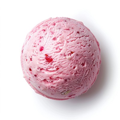 Strawberry ice cream ball dessert creme food.