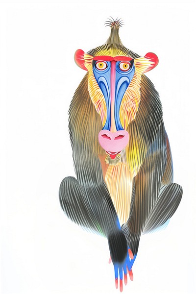 Cute Mandrill illustration animal wildlife mammal.