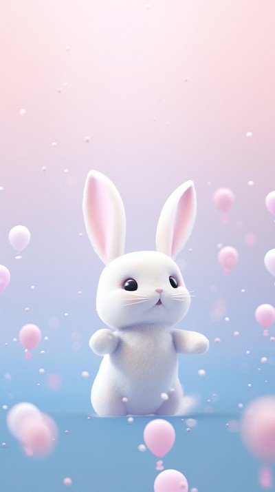Rabbit jumping dreamy wallpaper balloon | Free Photo Illustration ...