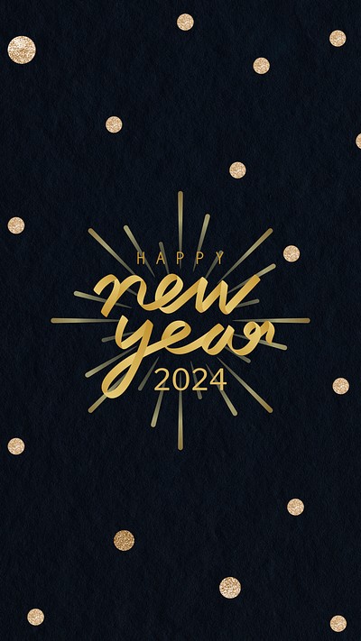 Happy New Year 2024, Golden glitter confetti background
