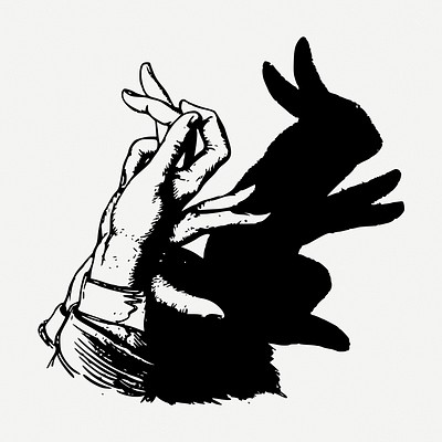 Rabbit shadow puppet clip art | Free PSD - rawpixel