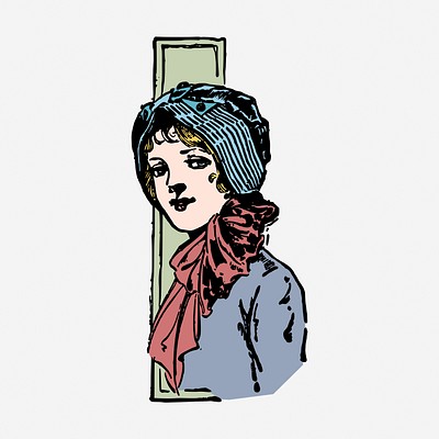 Victorian woman clipart, vintage illustration. Free public domain CC0 image.