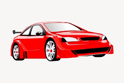 Red sports car collage element, vehicle illustration psd. Free public domain CC0 image.