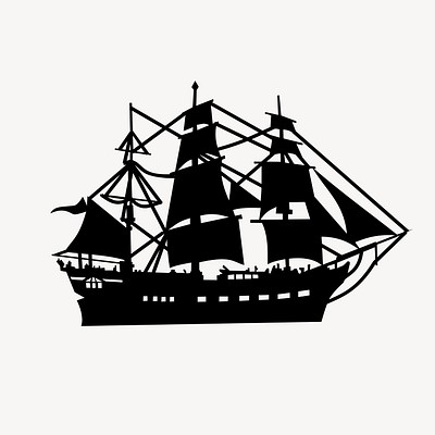 Ship silhouette clipart, vintage vehicle illustration vector. Free public domain CC0 image.