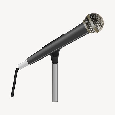 Microphone sticker, music illustration psd. Free public domain CC0 image.