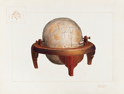 Globe (ca. 1937) by Edward L. Loper. Original from The National Gallery of Art. Digitally enhanced by rawpixel.