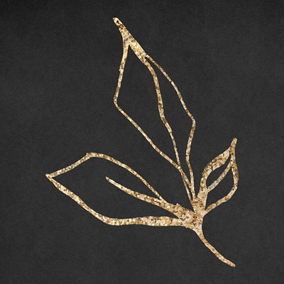 Leaf gold doodle illustration psd, remixed from vintage public domain images