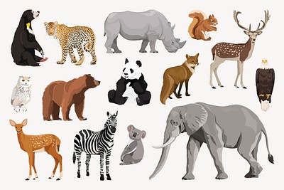 Wild animals, zoo illustration set | Premium Vector - rawpixel