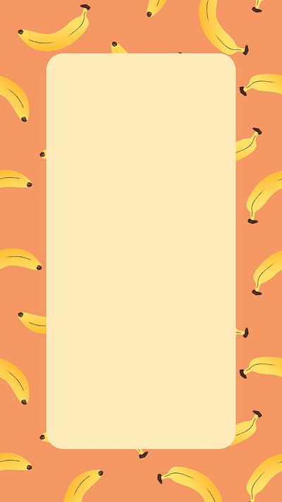 Orange banana pattern frame, rectangle | Free PSD - rawpixel