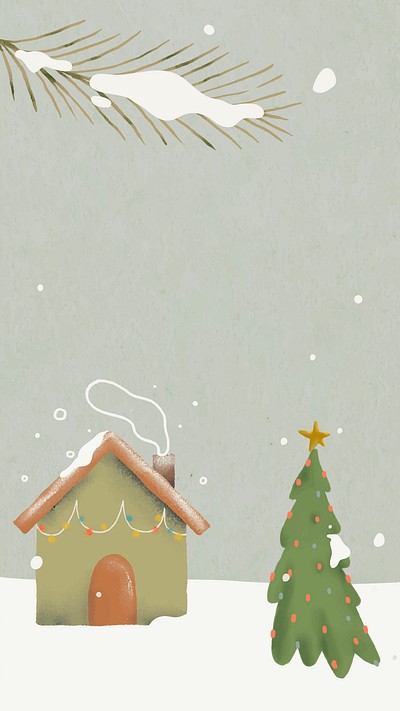 Winter iPhone wallpaper, Christmas holidays | Free Vector Illustration ...