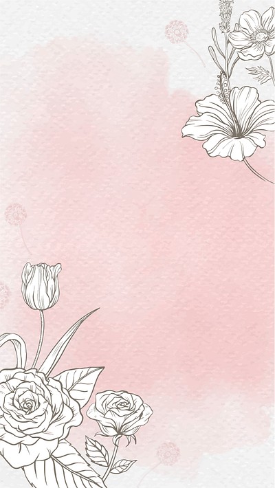 Flower watercolor phone wallpaper, pink | Premium Vector - rawpixel