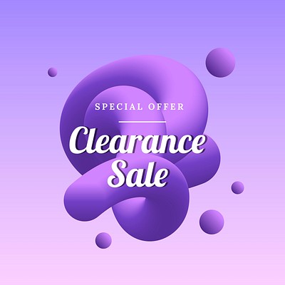 Clearance sale badge clipart, purple 3D abstract