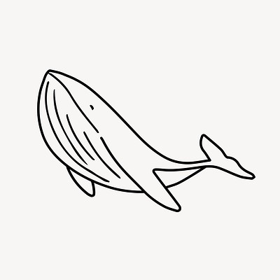 Whale doodle clipart, sea animal | Premium Vector Illustration - rawpixel