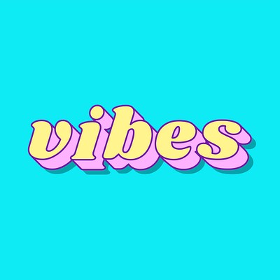 Vibes word retro typography vector | Premium Vector - rawpixel