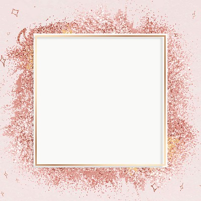 Rose gold glitter frame vector pink festive