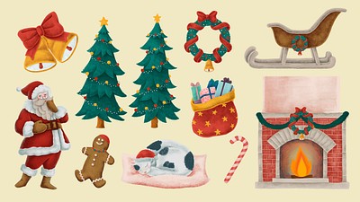 Premium Vector  Set of hand-drawn cute christmas stuff