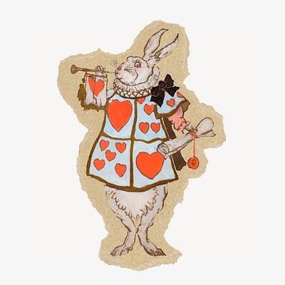 White Rabbit sticker, ripped paper | Premium PSD Illustration - rawpixel