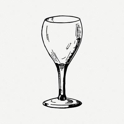 Wine glass collage element, vintage illustration psd. Free public domain CC0 image.