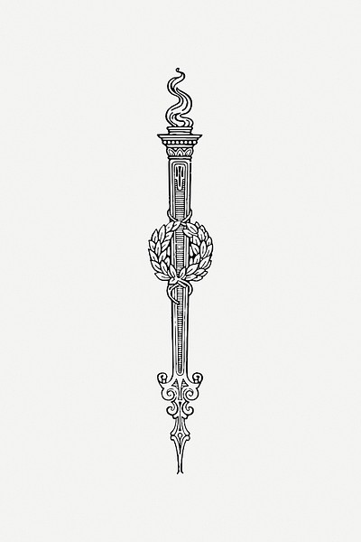 Torch ornament collage element, vintage illustration psd. Free public domain CC0 image.