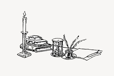 Working table clipart, vintage illustration vector. Free public domain CC0 image.