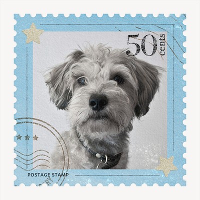 Puppy Postage Stamp, Animal Collage 