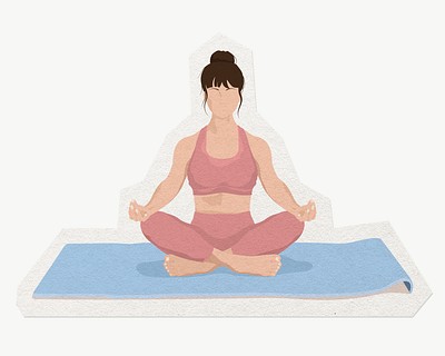 Thinking, peace and meditation yoga girl in calm, relaxed and mindfulness  position for mental health. Spiritual, meditate and fitness woman mockup  for yogi lifestyle isolated on a png background | Buy Stock