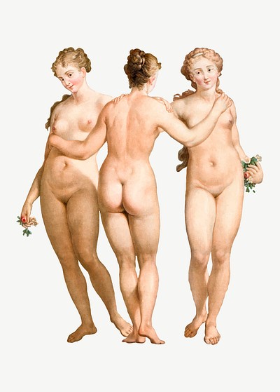 Standing Naked women. The Three | Free Photo Illustration - rawpixel