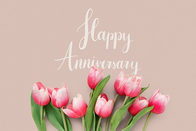 Tulip light brown anniversary card | Premium PSD - rawpixel