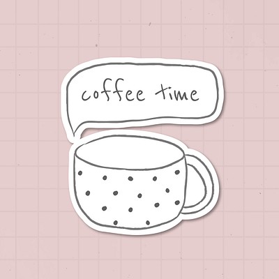 Cute polka dot coffee cup doodle style journal vector