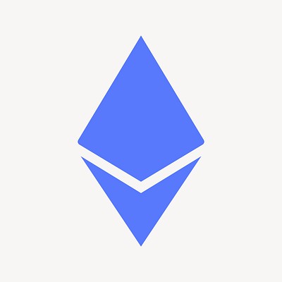 Ethereum cryptocurrency icon, flat graphic psd