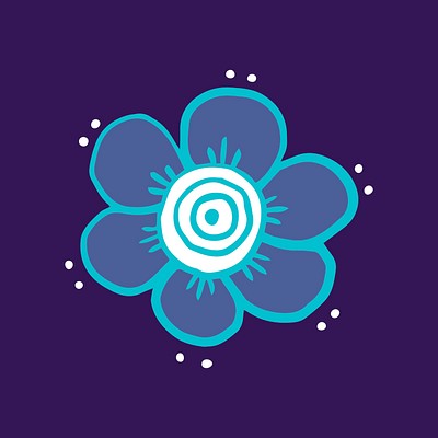 Blue flower sticker, cute doodle | Free Vector - rawpixel