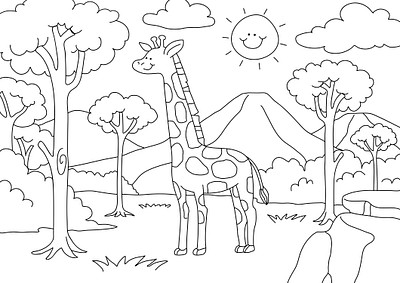 Premium Vector  Coloring book or coloring page for kids giraffe