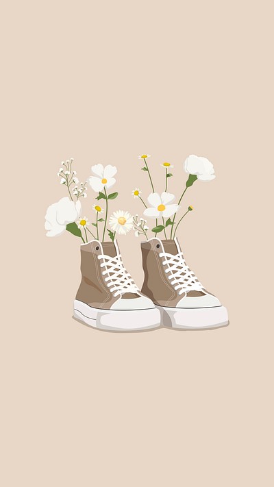 Cartoon sneaker iPhone wallpaper, flower | Premium Photo Illustration ...